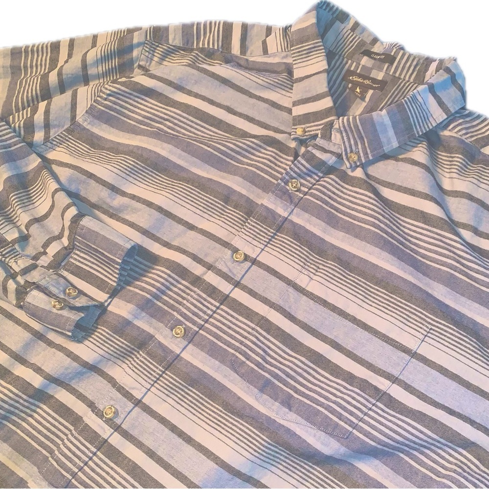 Eddie Bauer Classic Fit Striped Cotton Button Down Collared Shirt Size T3XL EUC
